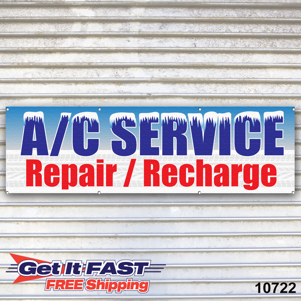 A/C Service Repair Banner Sign Auto Truck Repair Service Bay