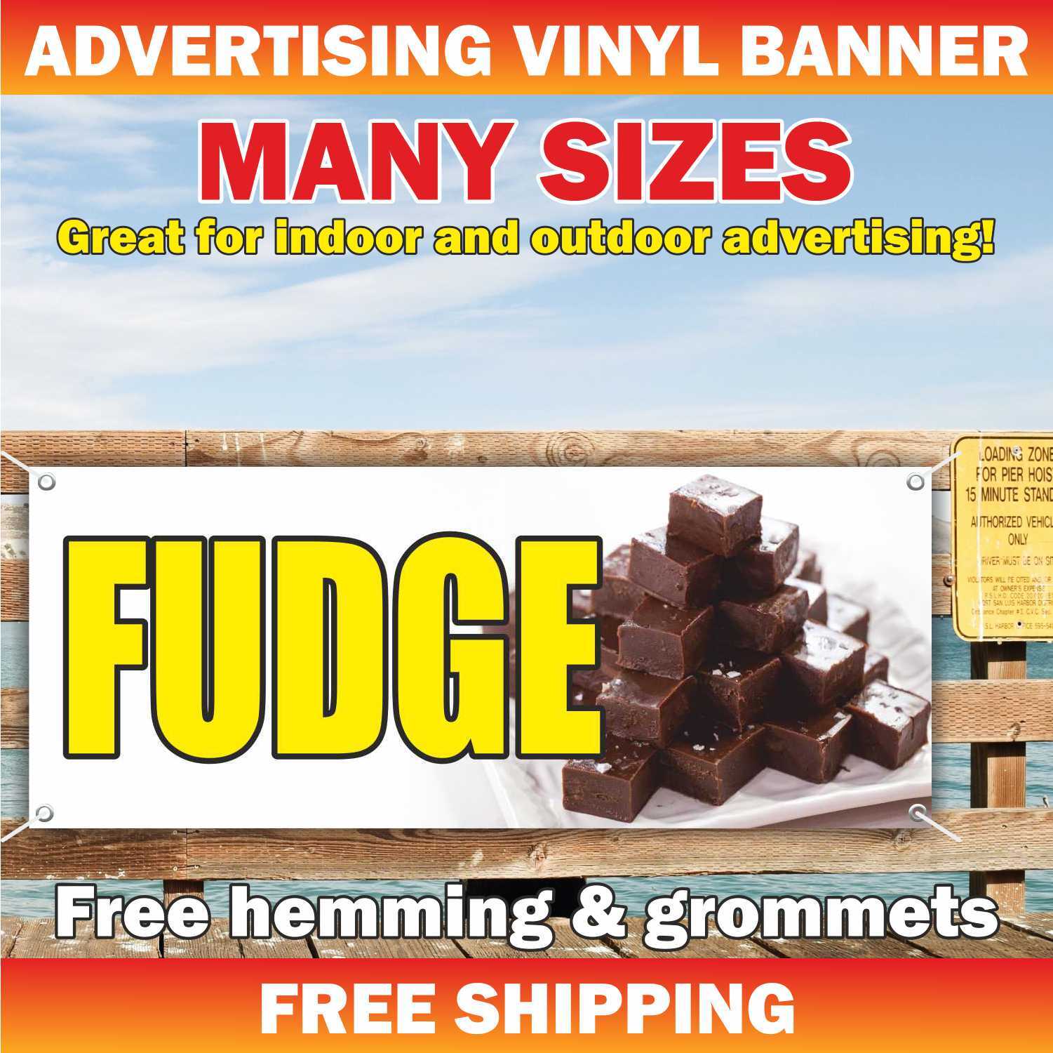 FUDGE Advertising Banner Vinyl Mesh Sign Candy cookies sweets pastries waffles