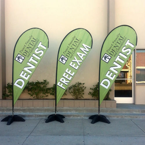 11ft Double Sided Custom Teardrop Flag+Fiberglass Pole& Metal X-Base w/sand bag