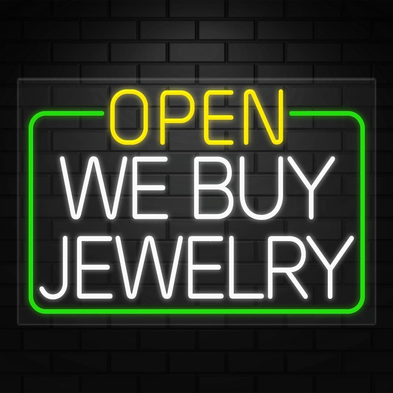 Open We Buy Jewelry Sign for Retail Displays | LED Flex Neon | 36″W x 24″H x 1″D