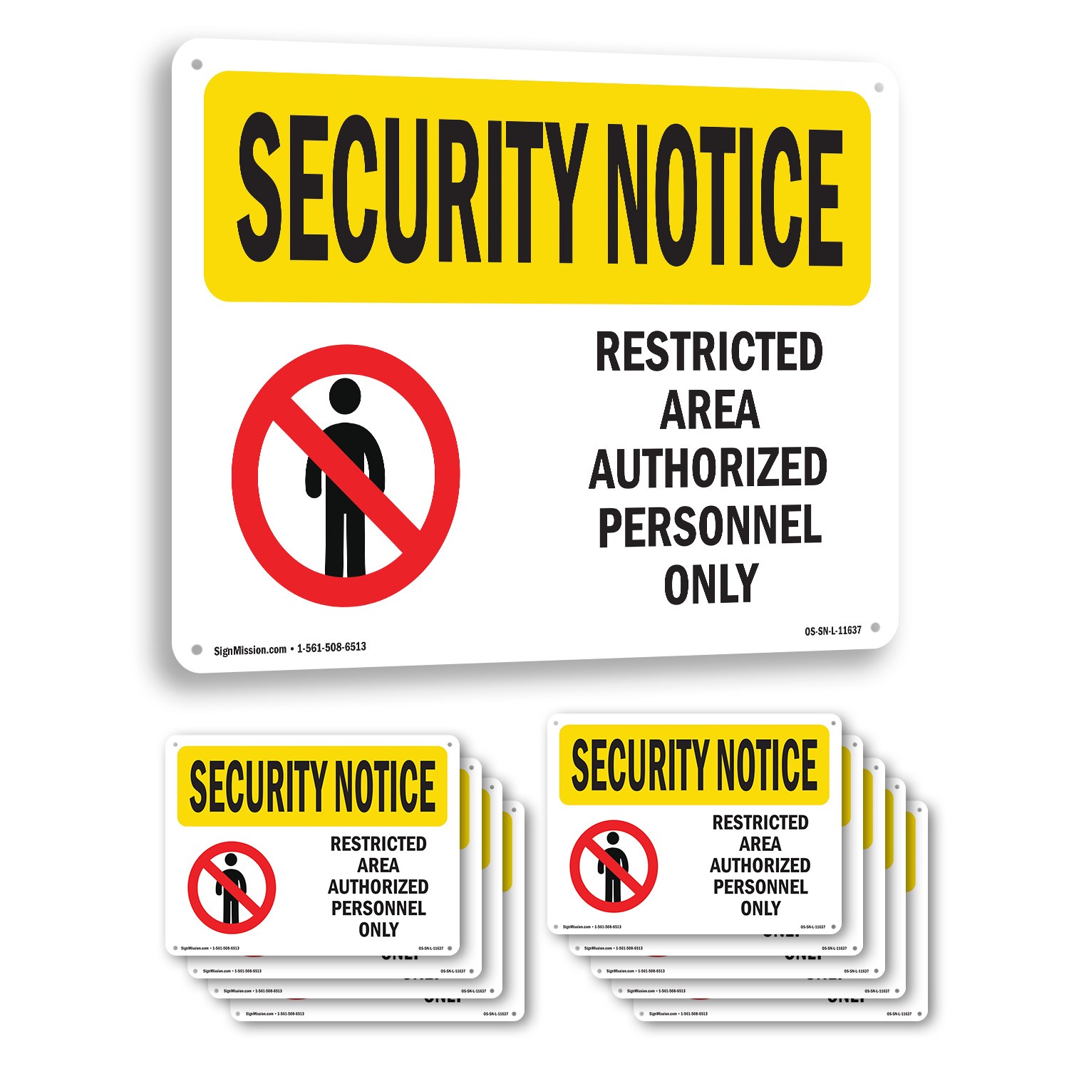 Restricted Area Authorized OSHA Security Notice Sign Or Decal – 5 or 10 Pack