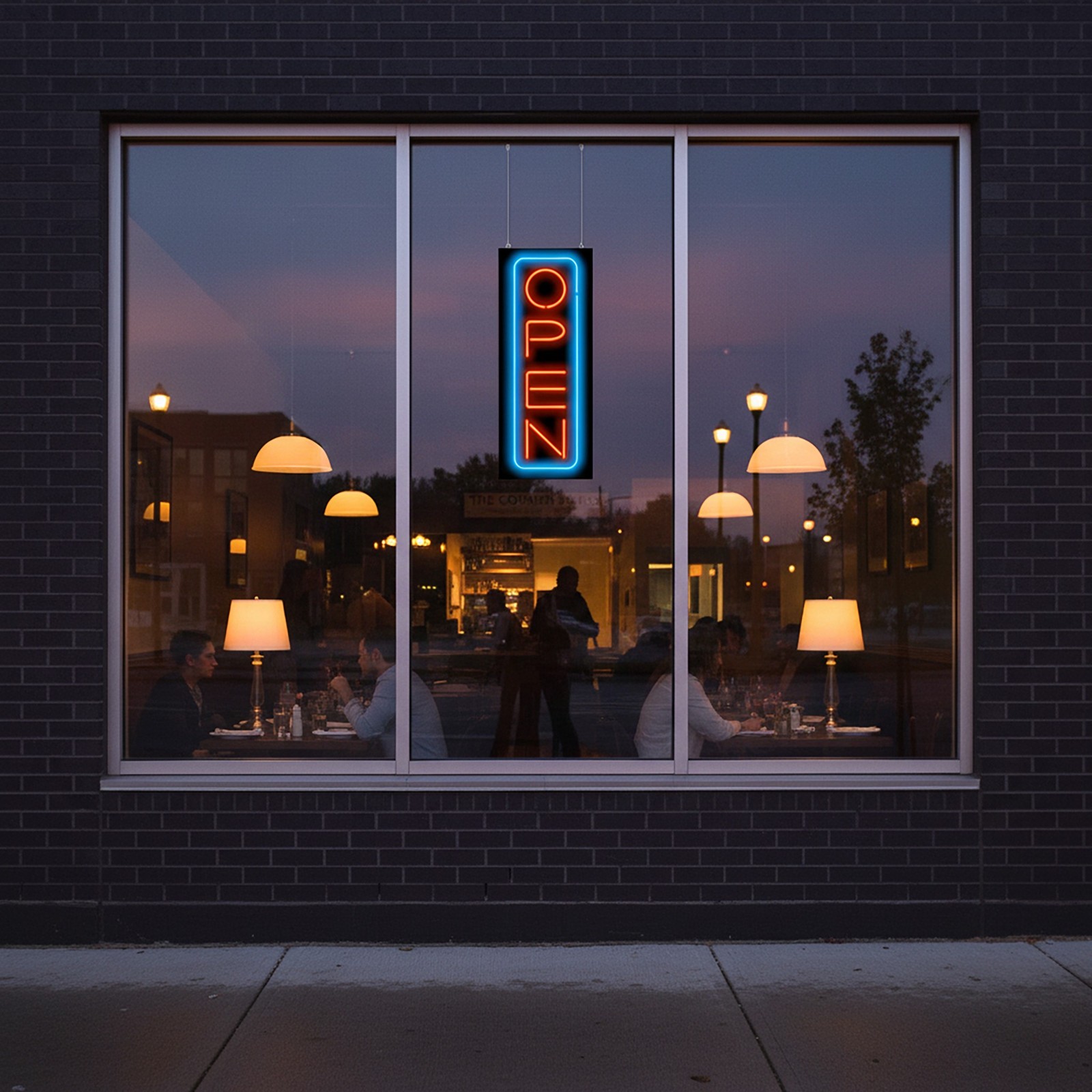 Vertical Neon Open Sign – Large 13″ x 32″ – Real Neon Attracts More Customers