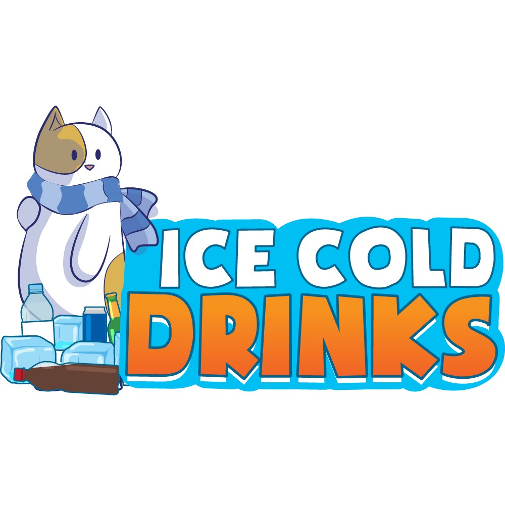 ICE COLD DRINKS 1 Concession Decal sign cart trailer stand sticker equipment