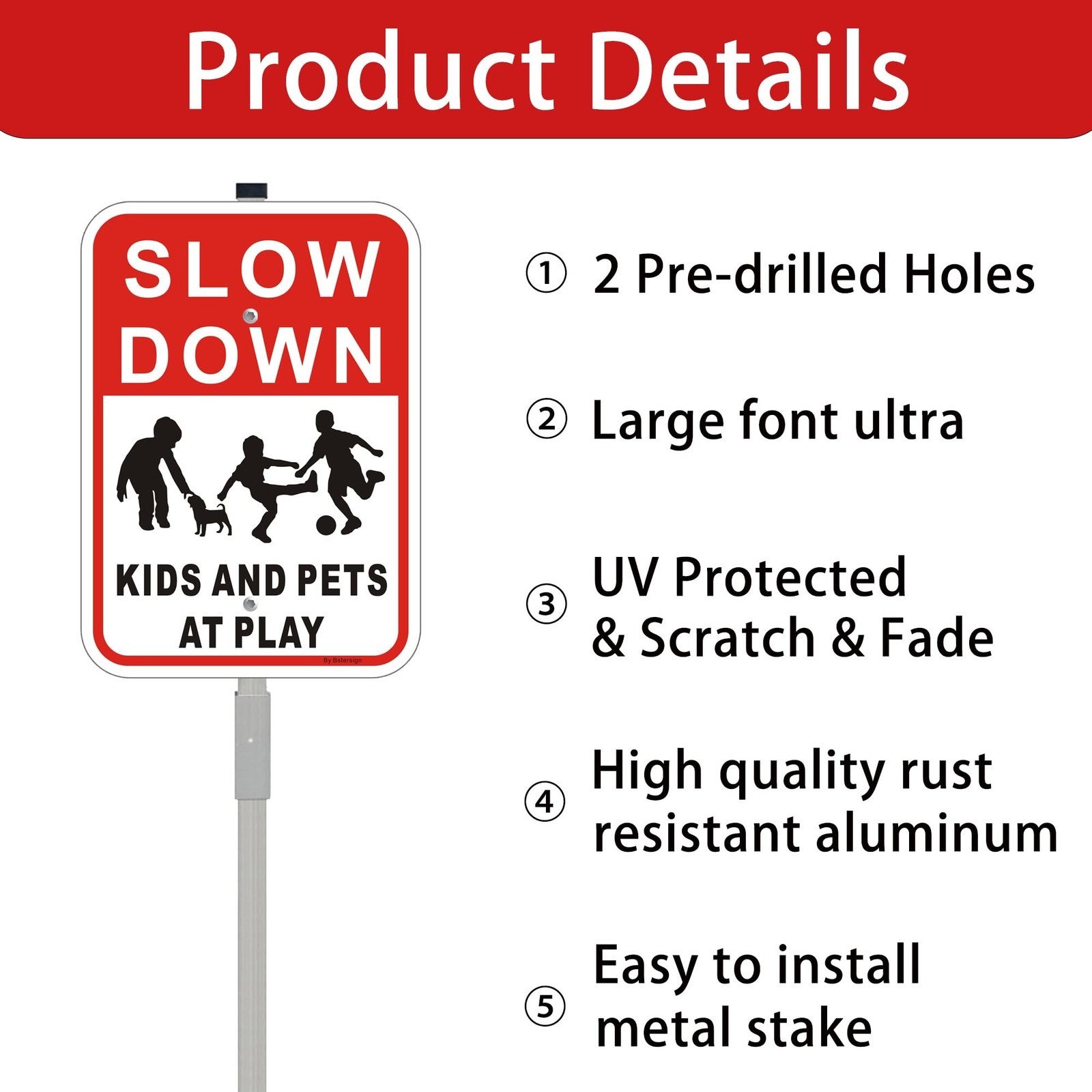 2Pack Slow Down Kids and Pets at Play Sign with 36 Inch Stakes, 10×14 Inches …