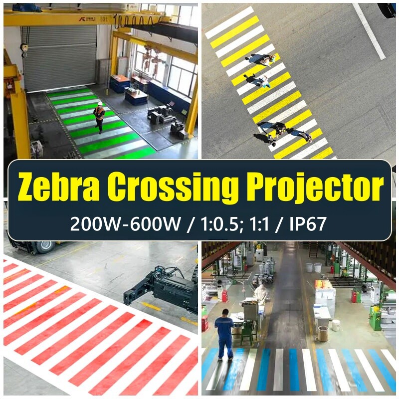 200W-600W Warehouse Safety Sidewalk LED Rotating Gobo Zebra Crossing Projector