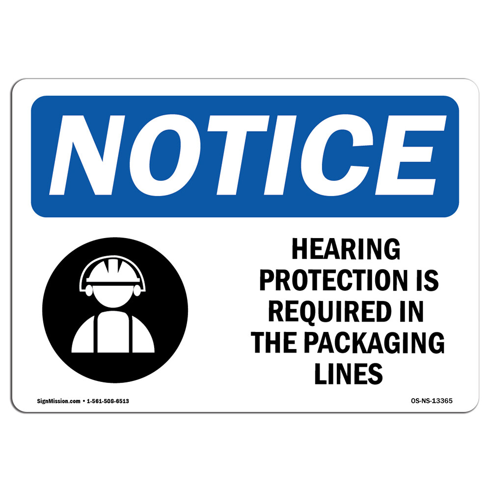 Hearing Protection Is Required With Symbol OSHA Notice Sign Metal Plastic Decal