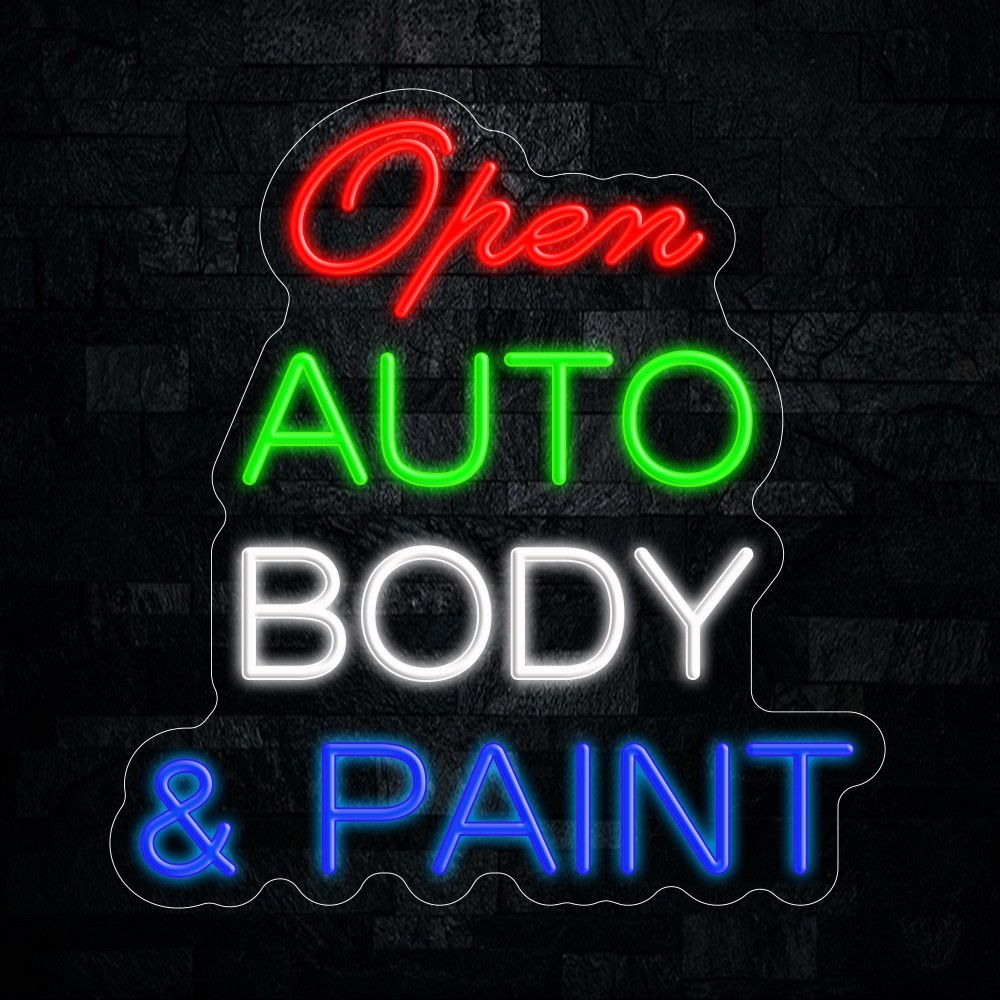 Auto Body & Paint Open LED Neon Sign 18″L x 19″H #2015152