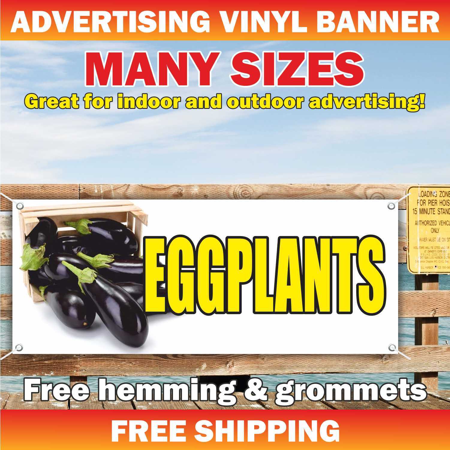 Eggplants Advertising Banner Vinyl Mesh Sign Vegetable Fruit Berry Salad Farm