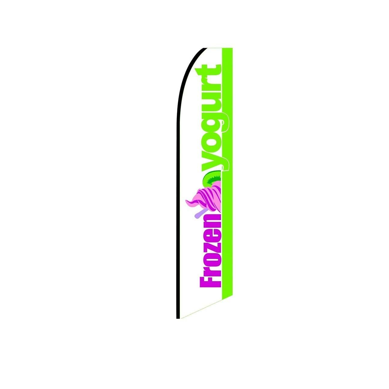 Frozen Yogurt WhiteGreen Swooper Flutter Feather Flag | 3ft W x 11.5ft Tall