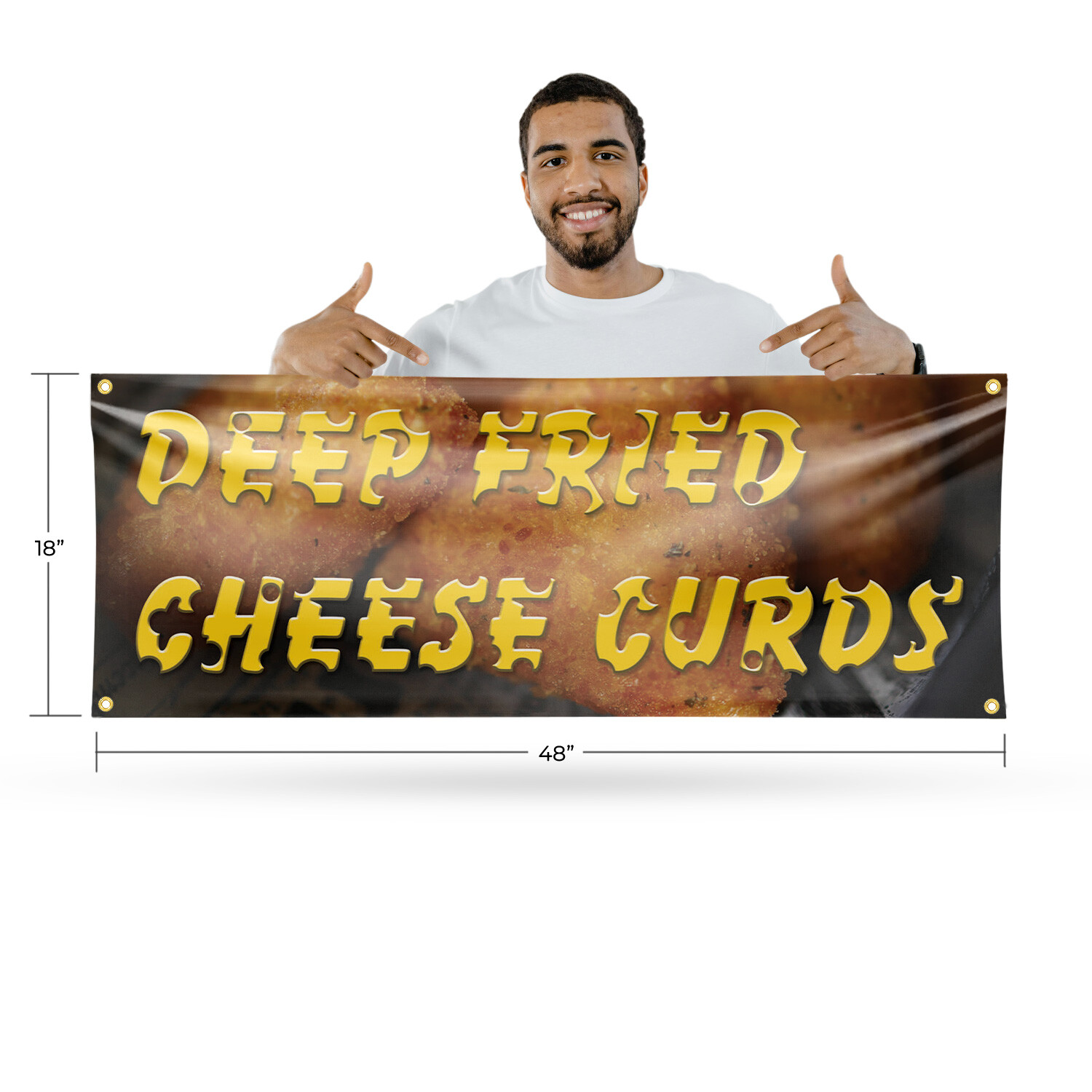 Deep Fried Cheese Curds Vinyl Banner Sign with Metal Grommets Heavy-Duty