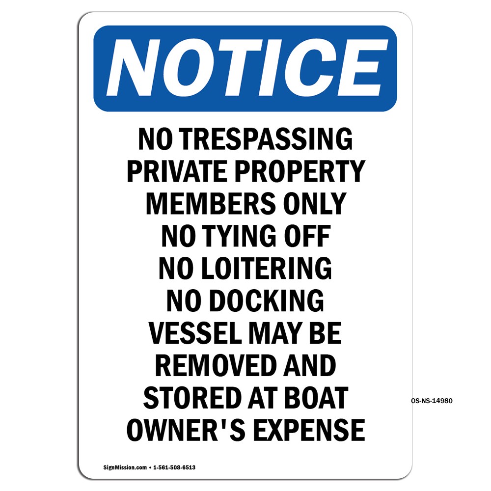 No Trespassing Private Property OSHA Notice Sign Metal Plastic Decal