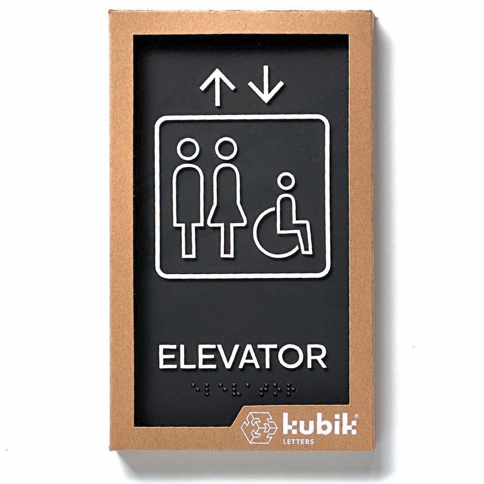 Elevator Sign, ADA Compliant, Grade 2 Braille, Double Sided Tape, Modern