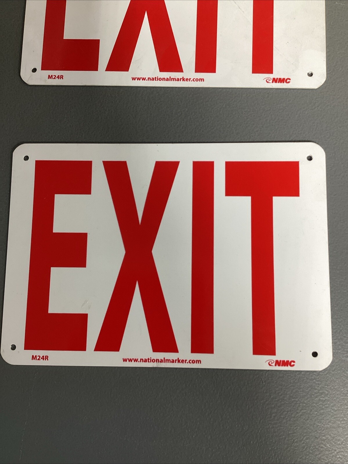 NMC M24R EXIT Sign Plastic Red/White 7″ H x 10″ W (lot of 2)