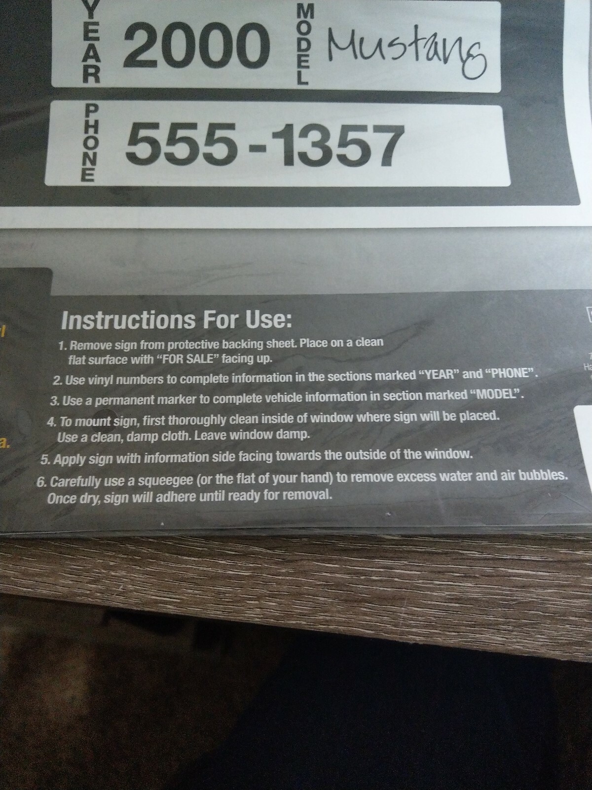 Cosco 098025 Vehicle For Sale Static Cling Sign Kit – 10″ x 14″ NEW