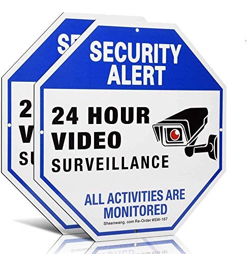 2-Pack Security Camera Signs, Outdoor Video Surveillance Signs Printed, 10 x 10