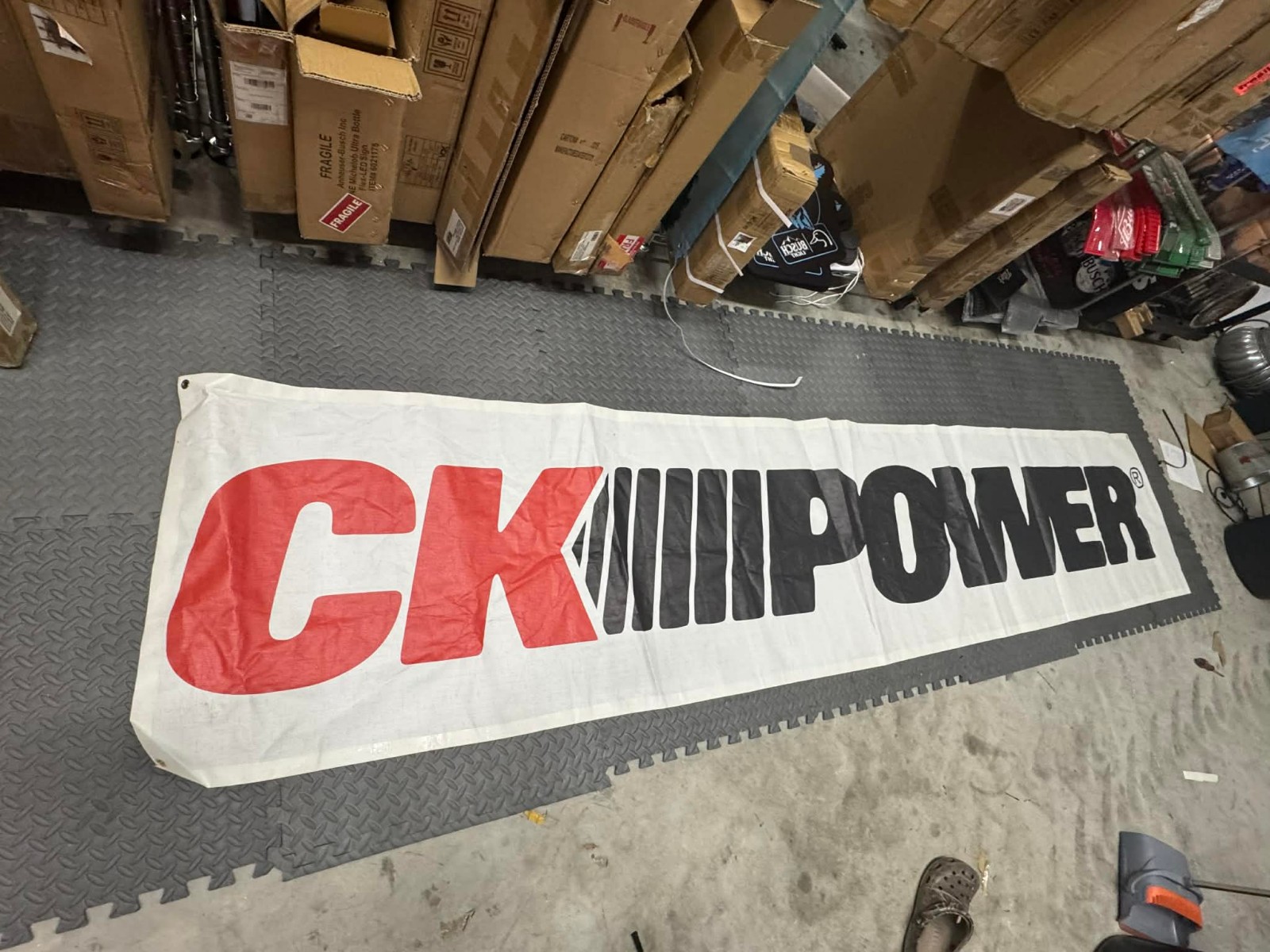 CK Power Vintage Mesh Banner 2.5×12 • Industrial Shop Sign • Generator Dealer
