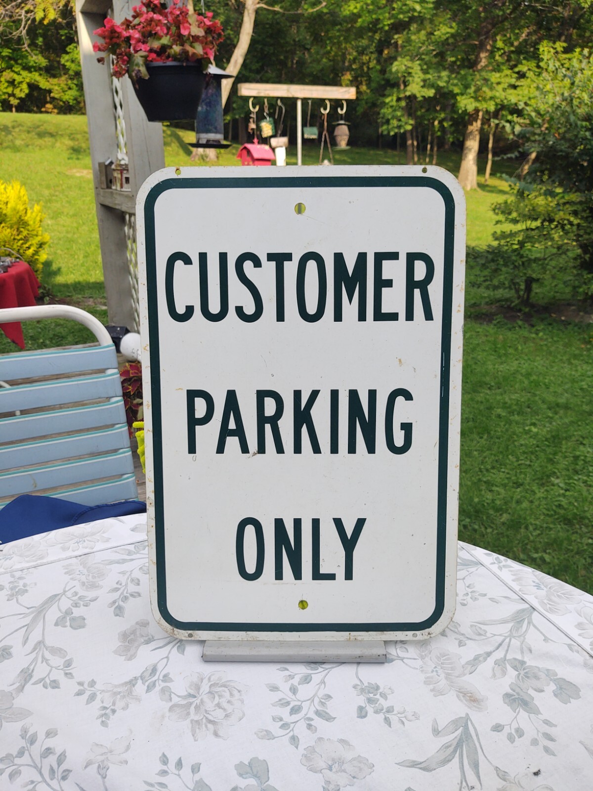 Three Metal CUSTOMER PARKING ONLY SIGNS