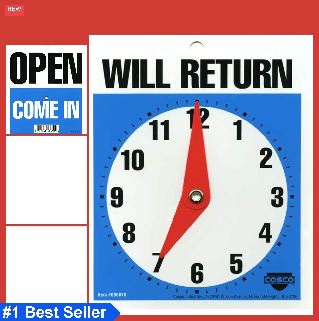 Store Sign Will Return 5 x 6 Inches Durable Tear Resistant Plastic