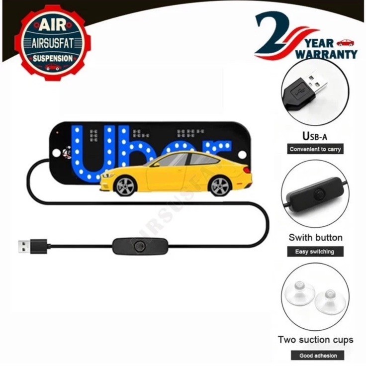 Driver-Specific USB Car LED Light Sign, Windshield Taxi Light Sign *BLUE*