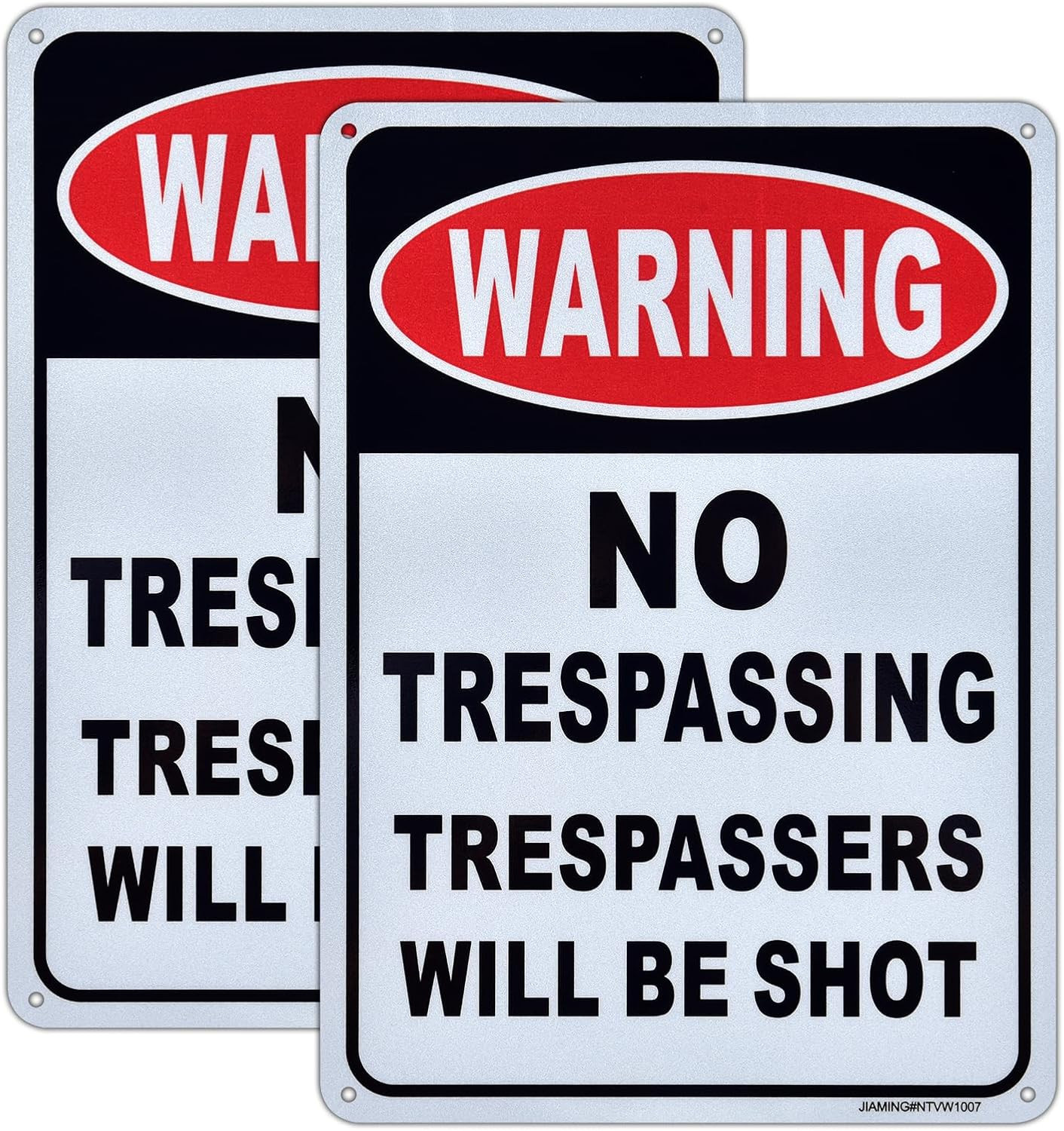 2 Pack No Trespassing Sign Reflective Aluminum Warning Security Notice 10×7 inch