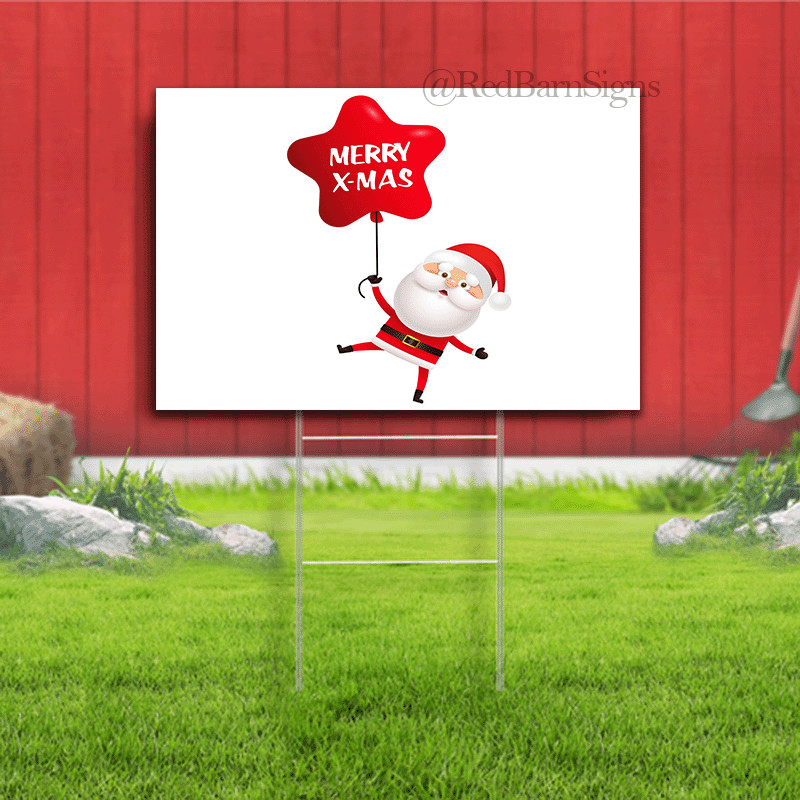 Cute Santa Claus wishing Merry Christmas yard sign