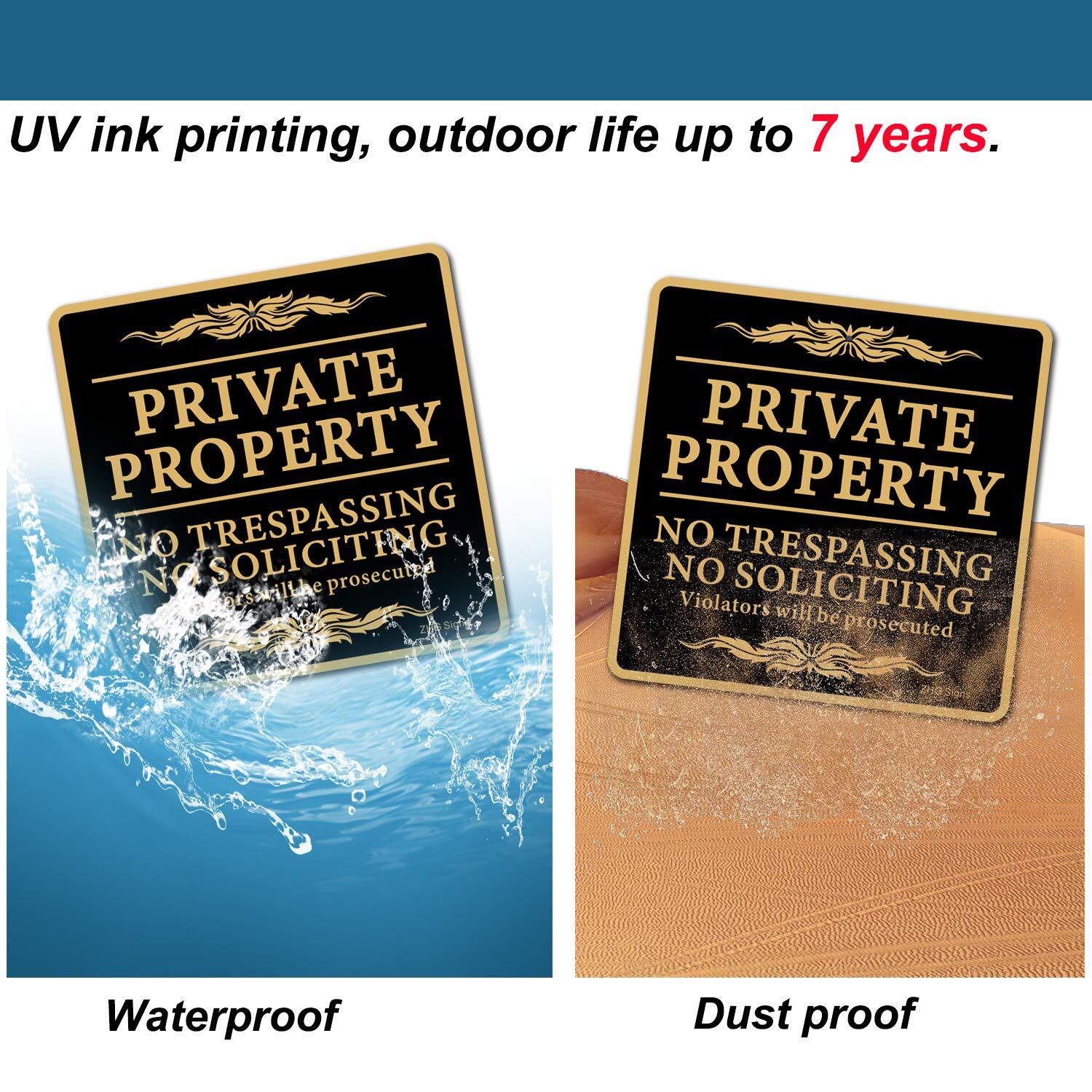 No Trespassing Signs Private Property No Soliciting Warning Sign 12” x 12”