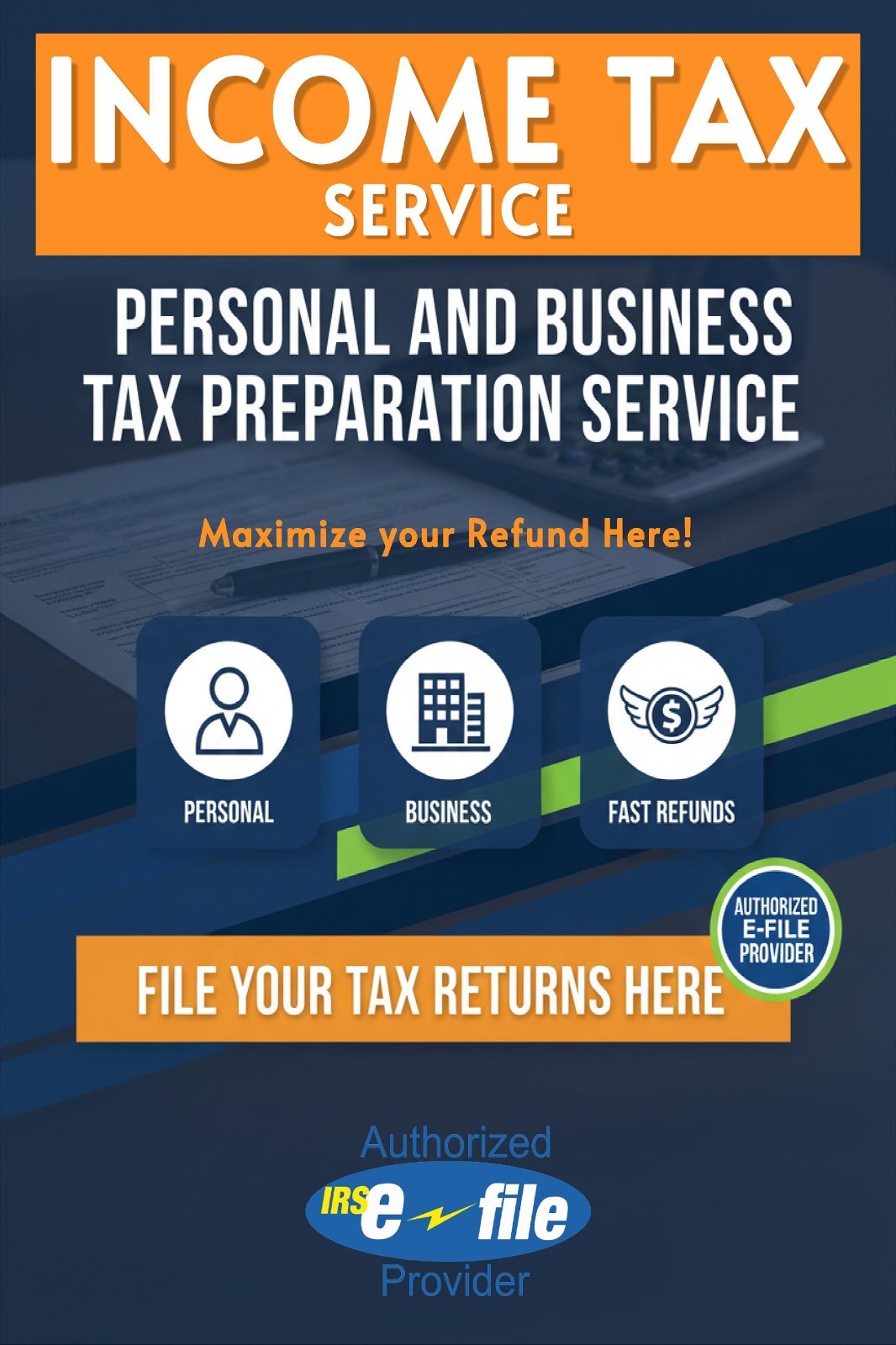 Income Tax Preparation Service Advertising poster sign