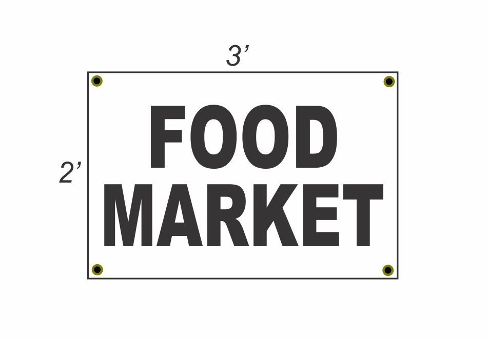 2×3 FOOD MARKET Black & White Banner Sign NEW Discount Size & Price FREE SHIP