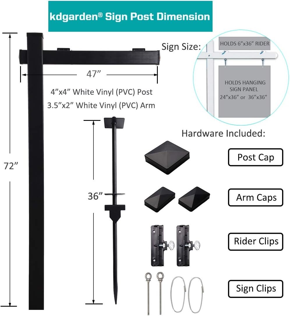 Vinyl Real Estate Sign Post 6ft Black Flat Cap Realtor Yard