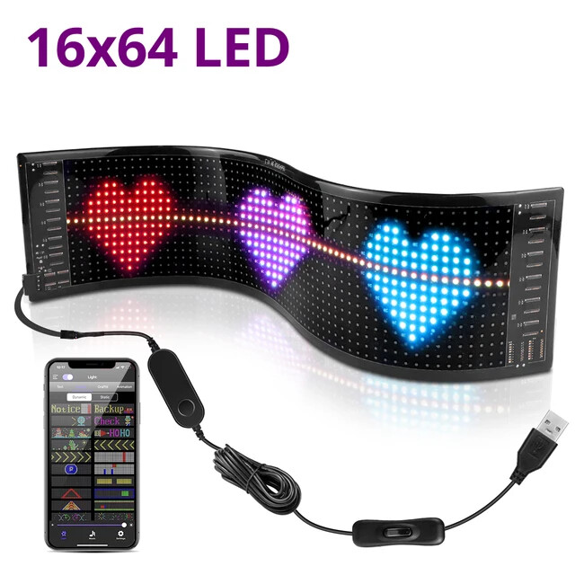 Scrolling Advertising LED Sign USB – Bluetooth Light Custom Text Pattern