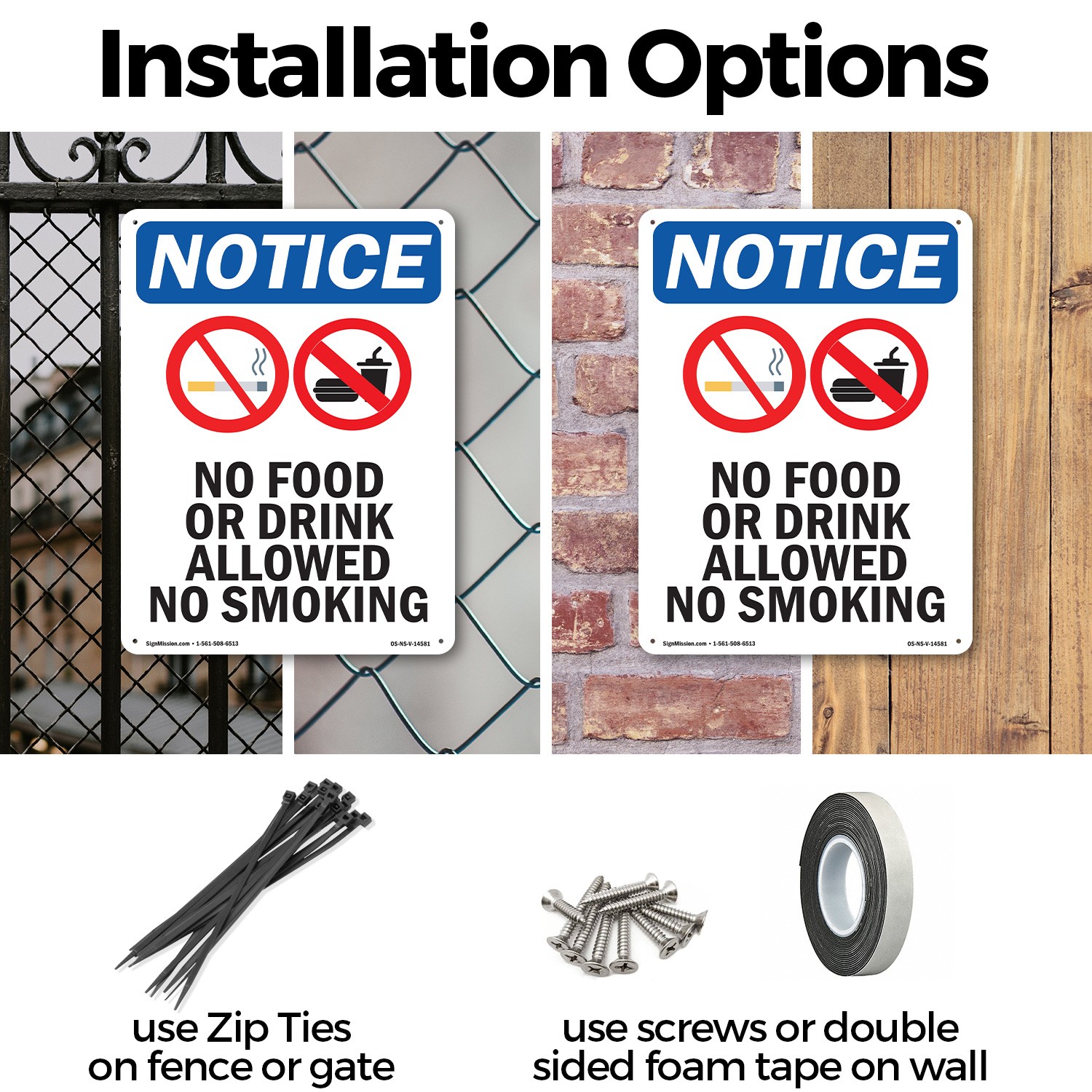 No Food Or Drink Allowed OSHA Notice Sign Metal, Plastic, Decal – 5 or 10 Pack