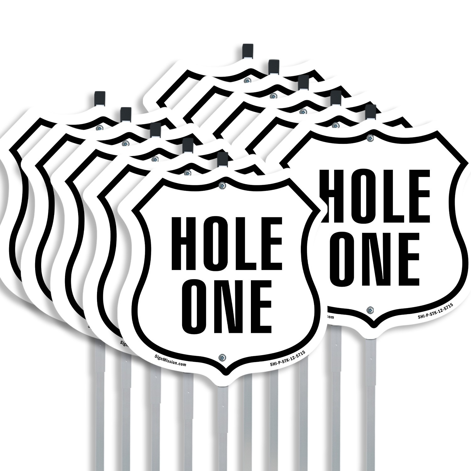 Hole 1 Shield Shaped Sign With Stake Weather Resistant Crafted in the USA