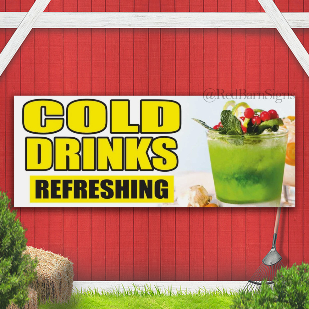 COLD DRINKS REFRESHING bottle ice Clean Bar Indoor Outdoor Banner Sign