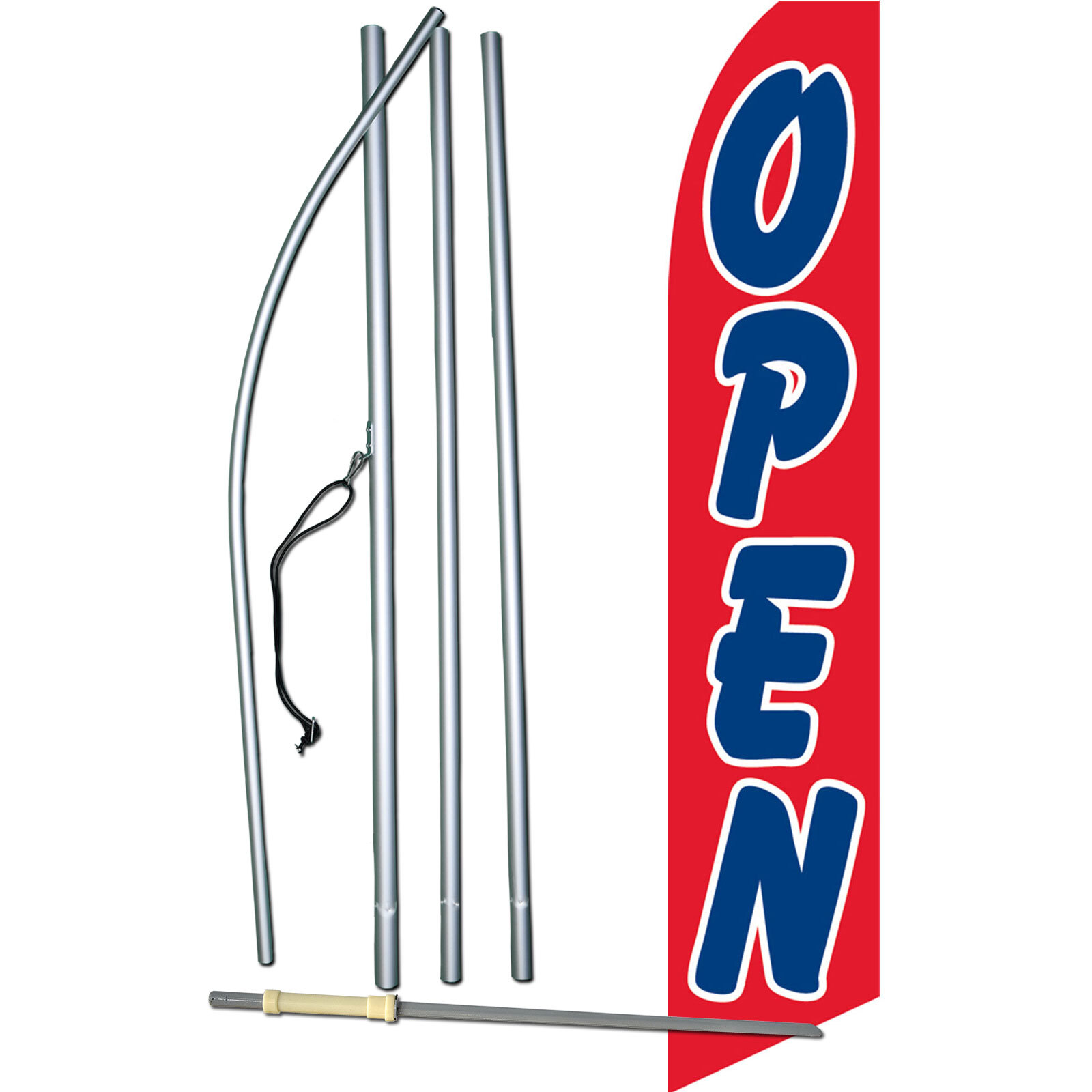 Open Flag with Flag Pole and Spike