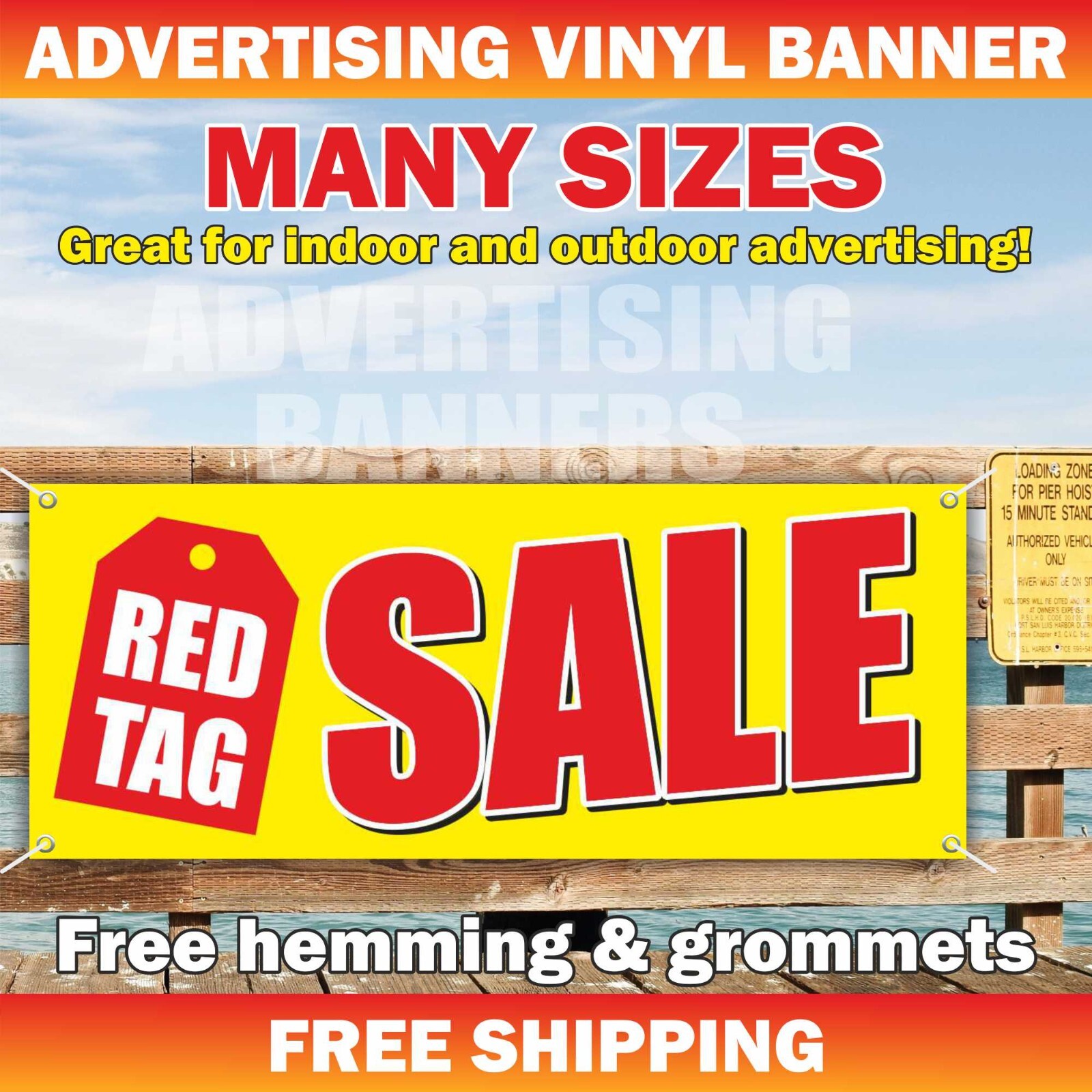 RED TAG SALE Advertising Banner Vinyl Mesh Sign Flag Big Save Discount Clearance