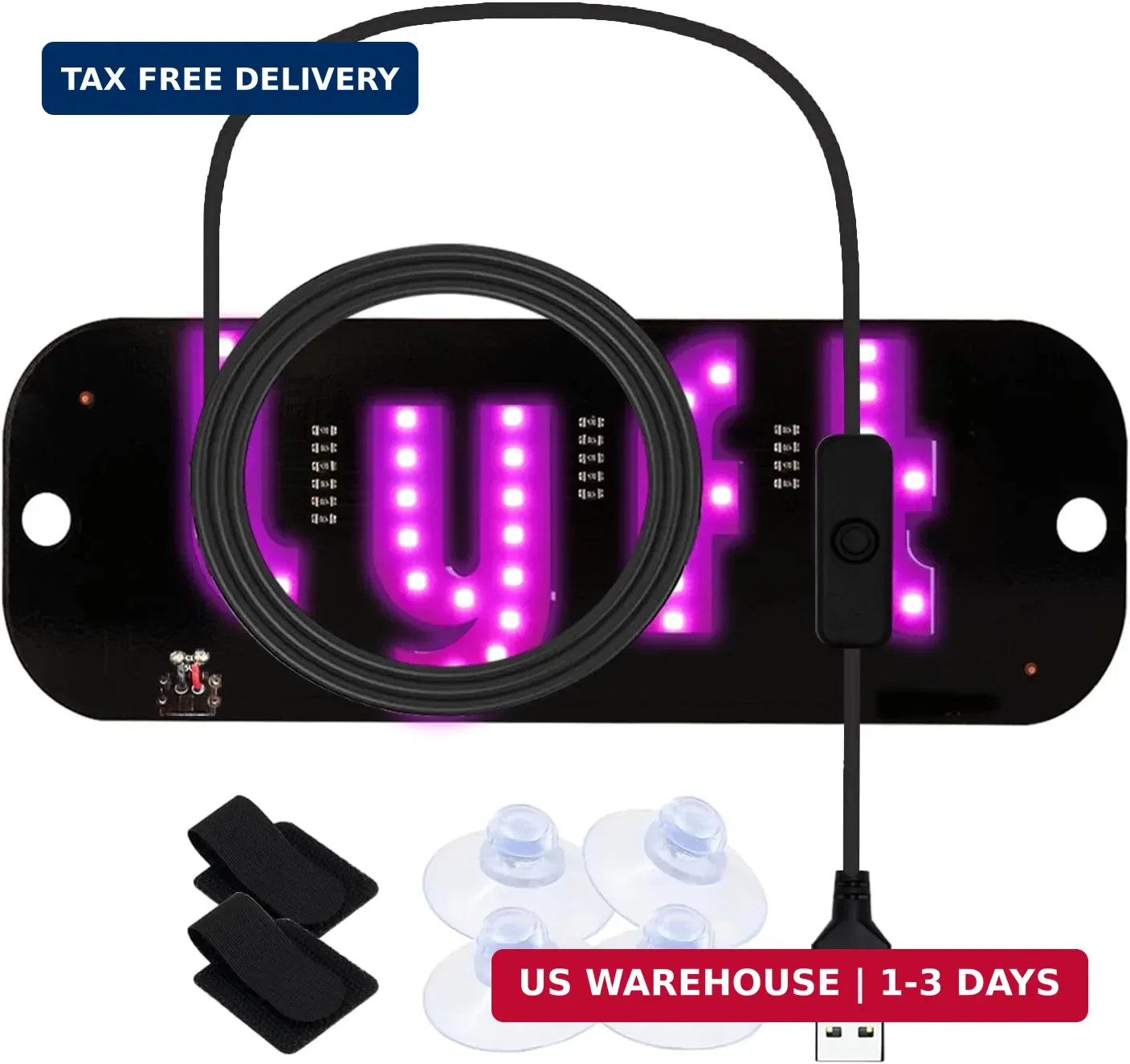 LED Light for Car, LED Sign for Car Windshield, Taxi Sign Decal with Suction Cup