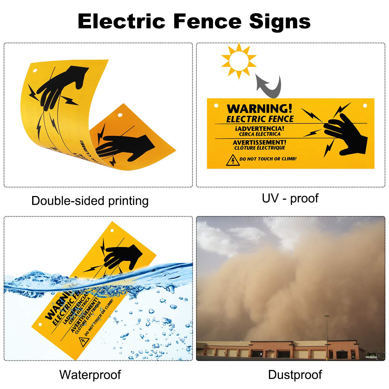 24 Pieces Electric Fence Warning Signs 10 X 4 Inch Plastic Danger Electric Fence