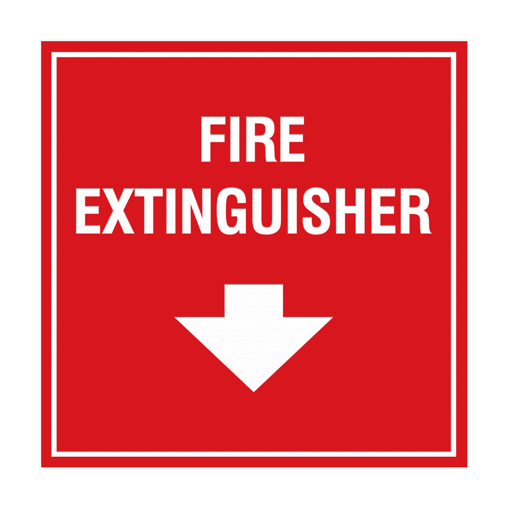 Signs ByLITA Square Fire extinguisher Sign with Adhesive Tape (Red) – Small 4×4″