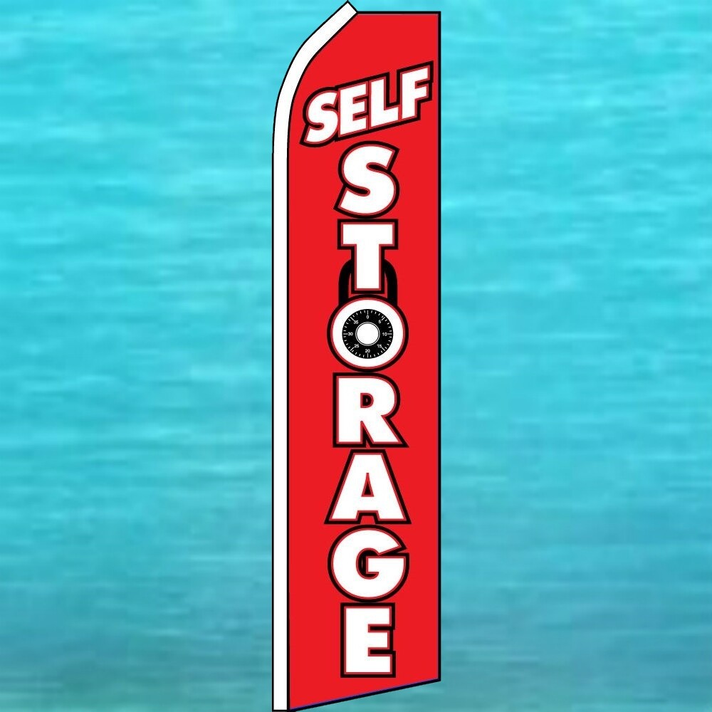 SELF STORAGE Flutter Flag Tall Curved Advertising Sign Feather Swooper Banner