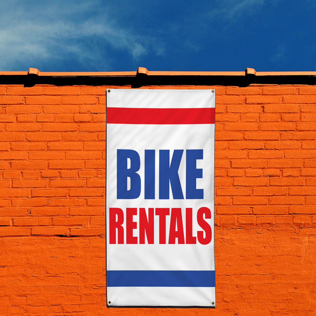 Vertical Vinyl Banner Multiple Sizes Bike Rentals Business Outdoor