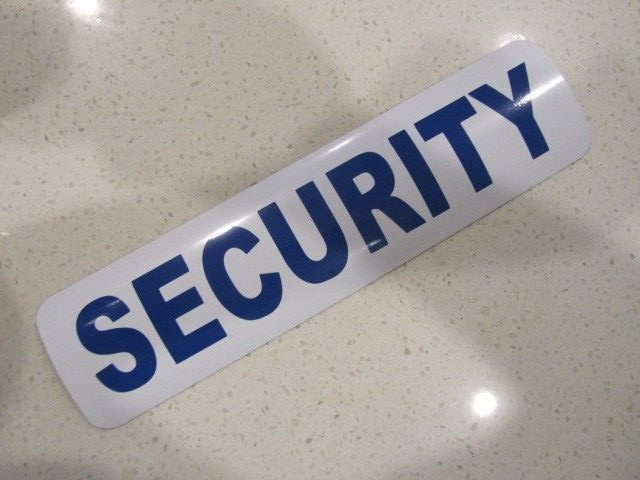 SECURITY White & Blue Vehicle Magnetic Sign 3″x12″ for Car Truck Van SUV