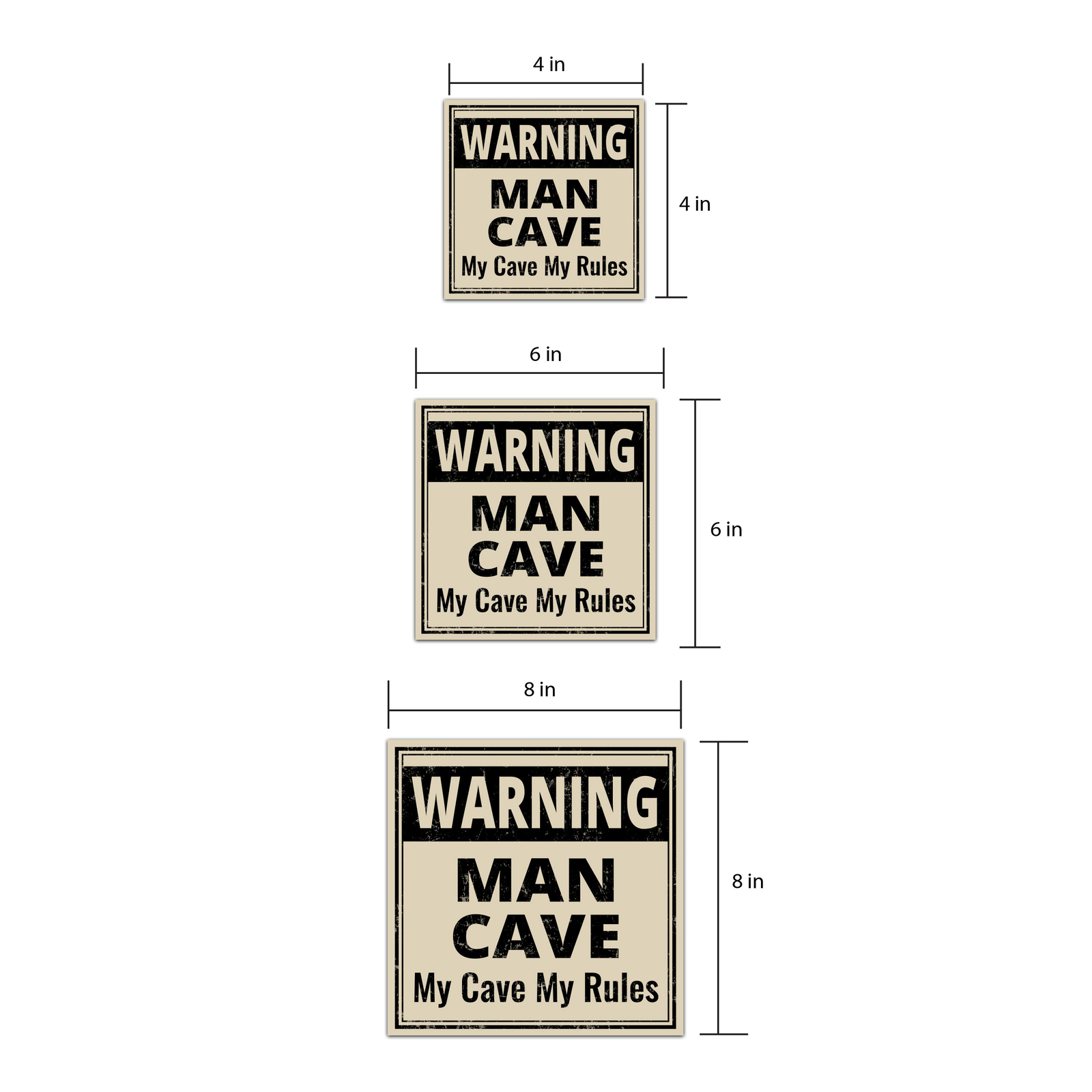 Square Plus Warning Man Cave My Cave My Rules Wall or Door Sign