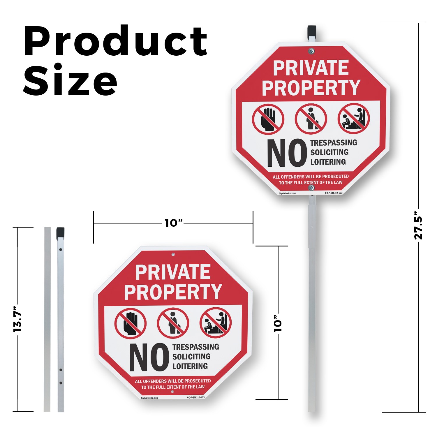 Private Property No Trespassing S Octagon Sign With Stake Weather Resistant