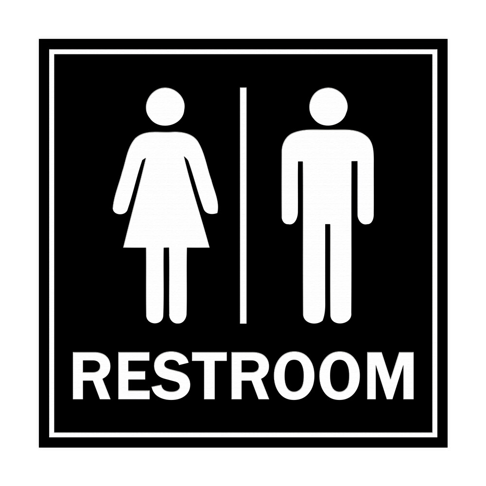 Signs ByLITA Square All Gender Restroom Sign with Adhesive Tape (Black) – Small