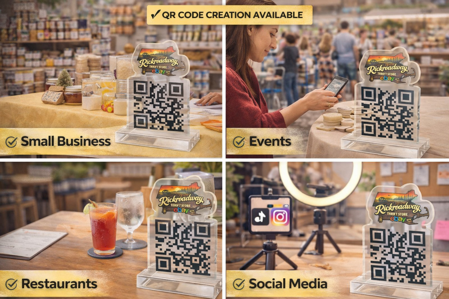 Custom QR Code Stand Scan Me Sign Business Display + QR Service