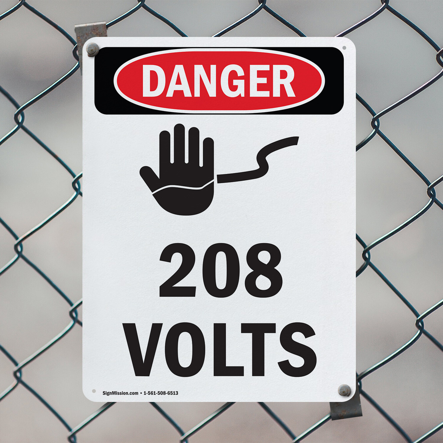 (2 Pack) 208 Volts OSHA Danger Sign Decal Metal Plastic