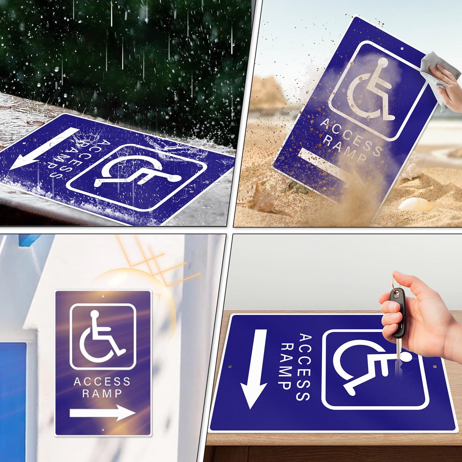 Handicap Access Ramp Right Arrow Sign Waterproof Aluminum 8×12 Inch Reflective