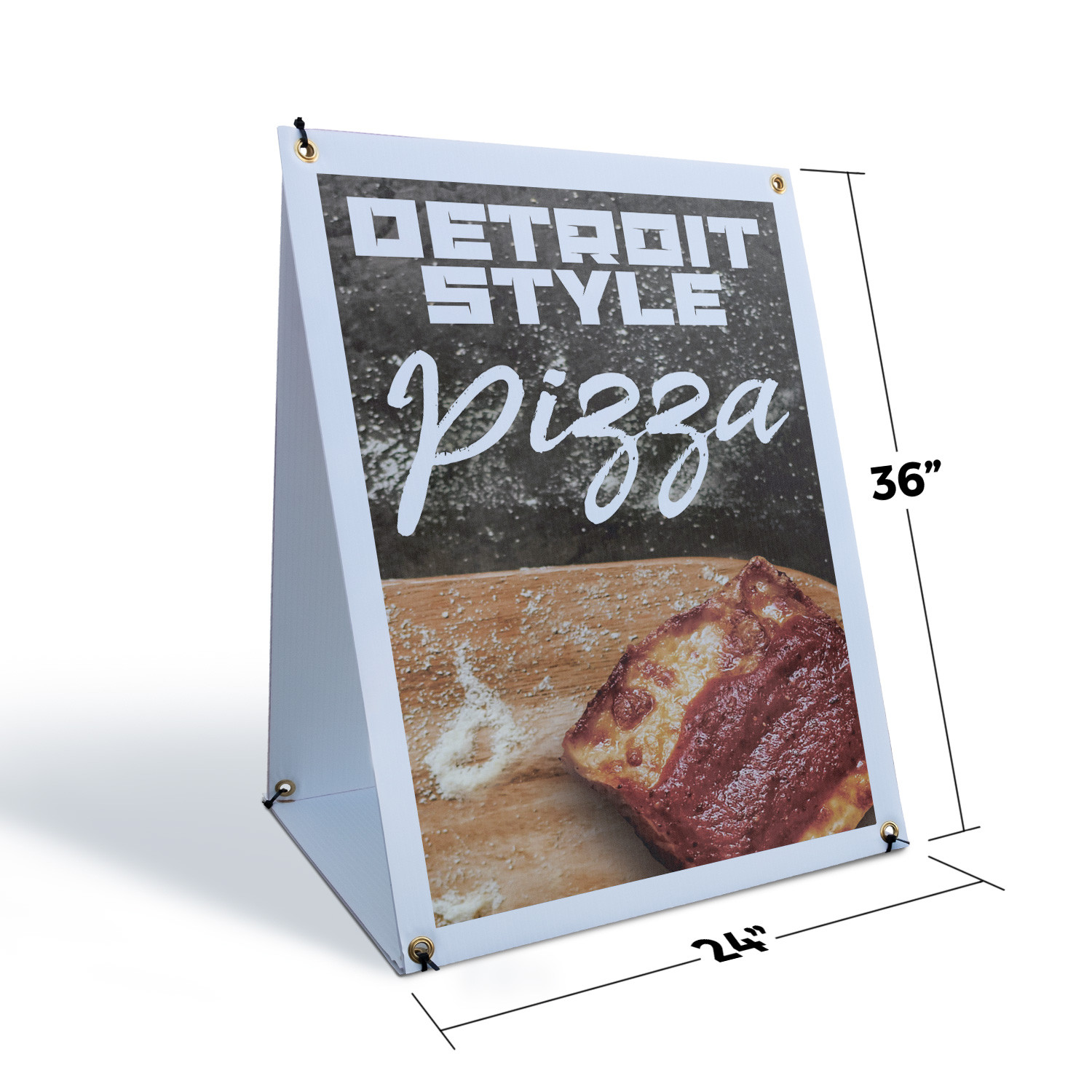 Detroit Style Pizza A-Frame Sidewalk Sign Authentic Recipe Fresh Ingredients