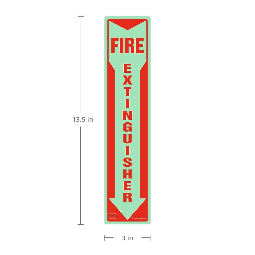 2-Pack 3×13.5″ Glow in The Dark “Fire Extinguisher” Self Adhesive Vinyl Sign