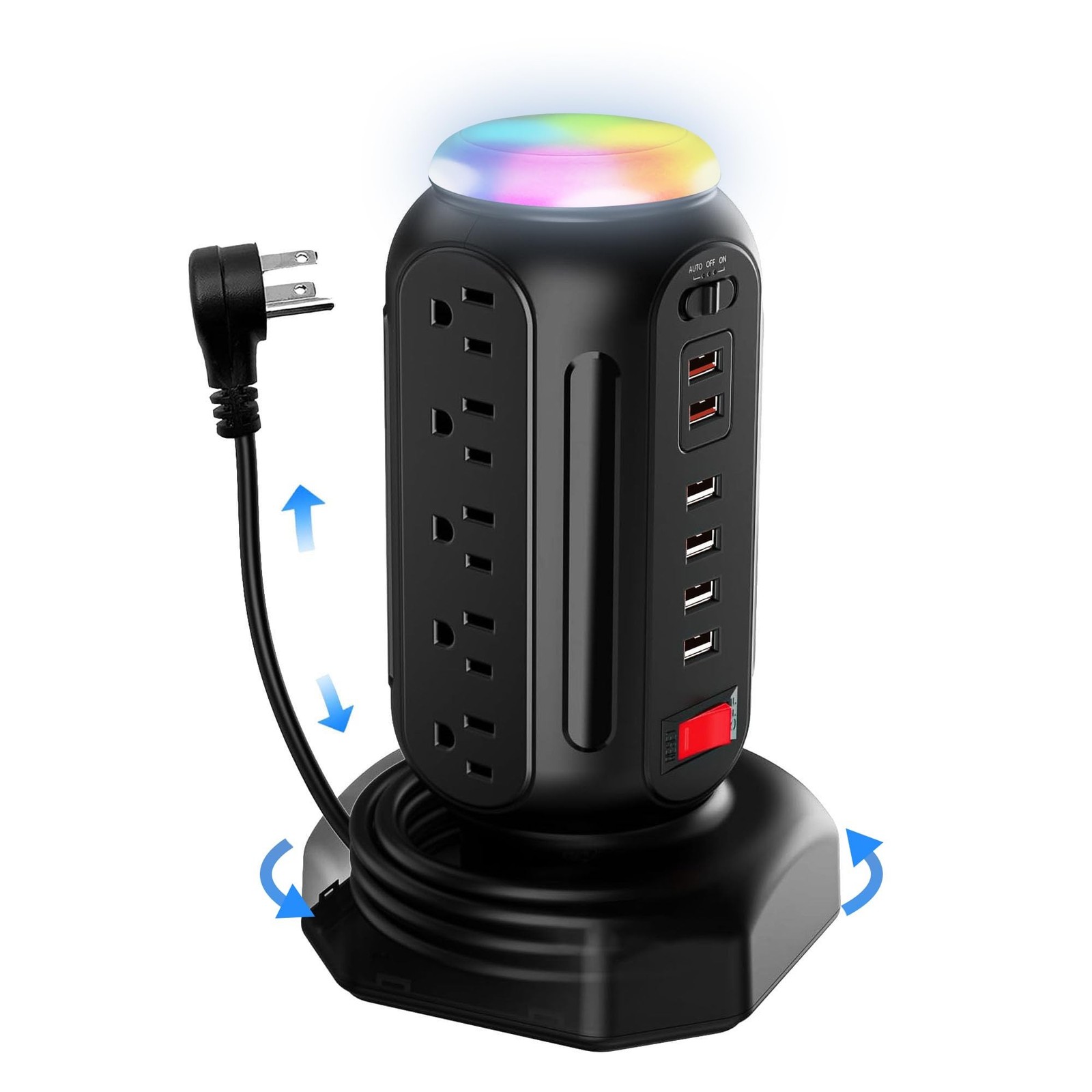Power Strip Tower with Colorful Nightlight, 15 AC Outlets and 6 Fasting USB P…